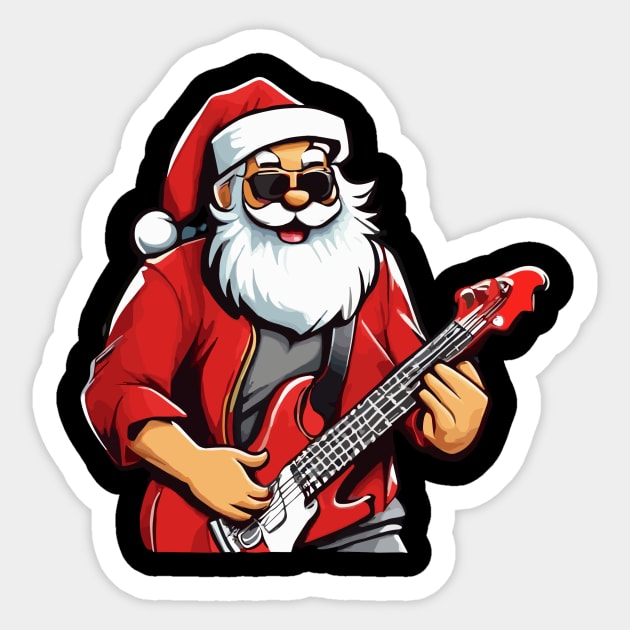 Santa Claus Music Guitar Sticker by Prime Quality Designs